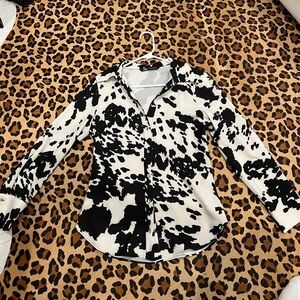 Zara Cowprint Black and White Women's Top